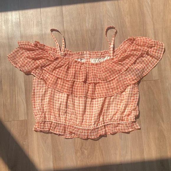 LC Lauren Conrad check print ruffle detail boho top XXL - Picture 9 of 17